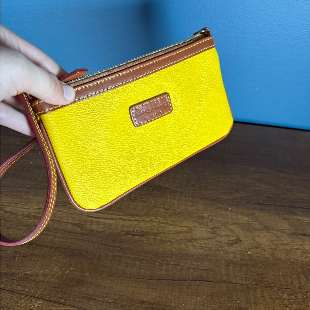 DOONEY AND BOURKE Goldenrod Yellow Pebble Grain Zip Wristlet